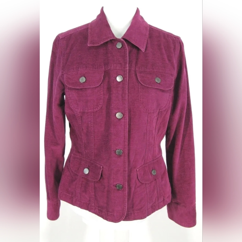 5/$25 J. Jill Jacket Magenta Purple Fitted Corduroy Velvet-Like Cotton Blazer